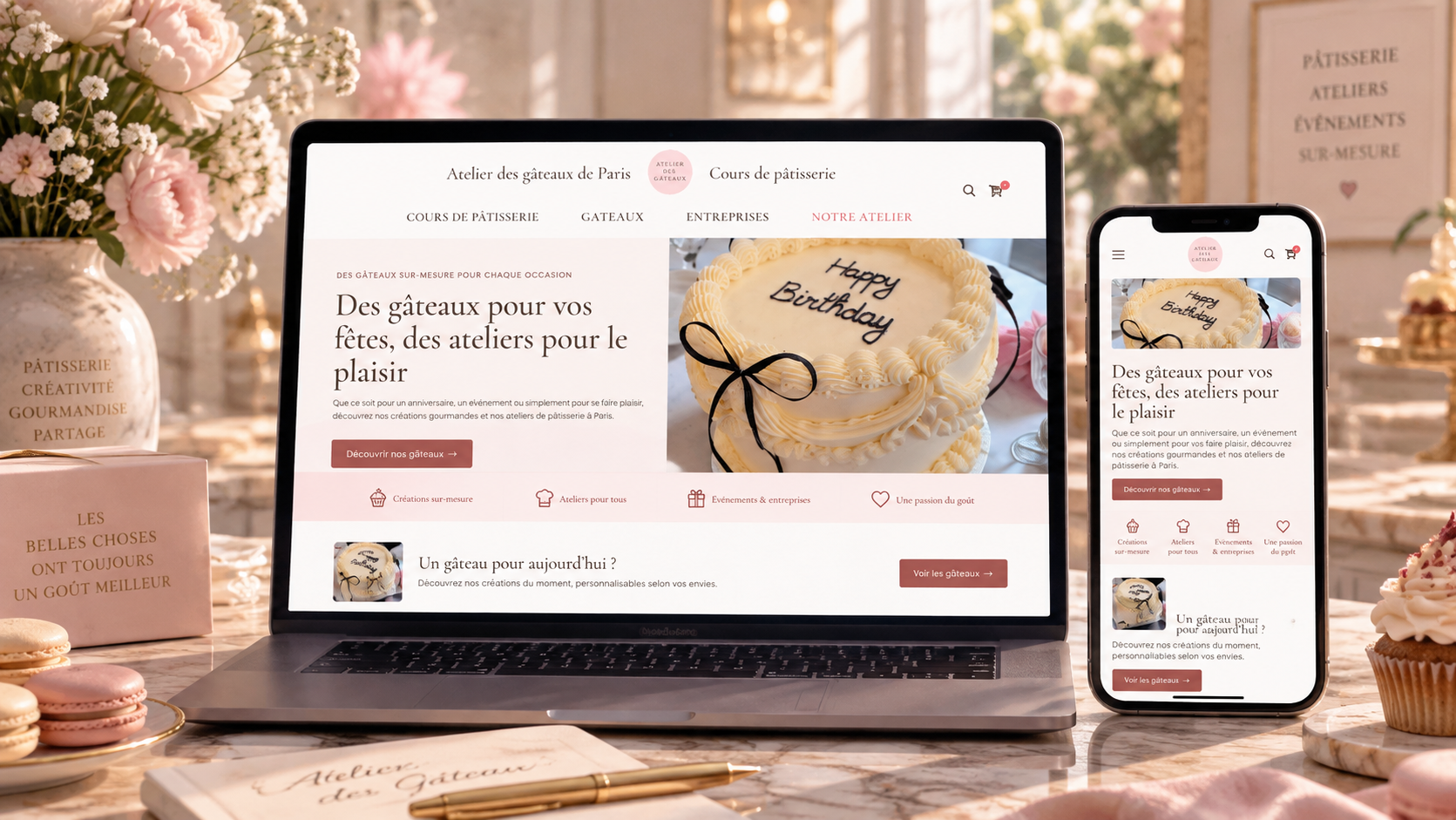 Réalisation de site e-commerce Atelier des Gâteaux