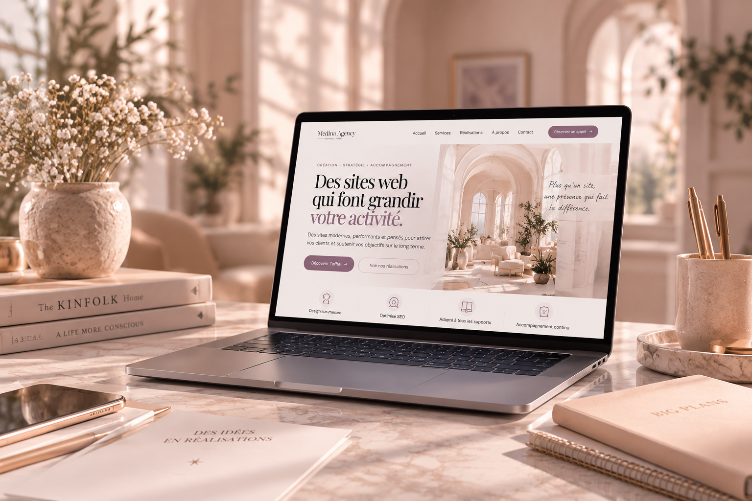 Exemple de site professionnel conçu par Medina Agency